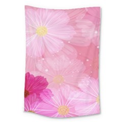 Cosmos Flower Floral Sunflower Star Pink Frame Large Tapestry by Mariart