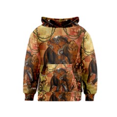 Steampunk, Steampunk Elephant With Clocks And Gears Kids  Pullover Hoodie by FantasyWorld7