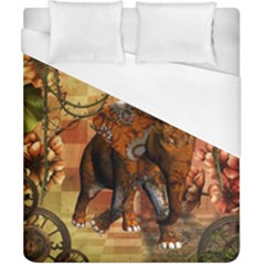 Steampunk, Steampunk Elephant With Clocks And Gears Duvet Cover (california King Size) by FantasyWorld7