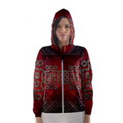 The Celtic Knot With Floral Elements Hooded Wind Breaker (women) by FantasyWorld7