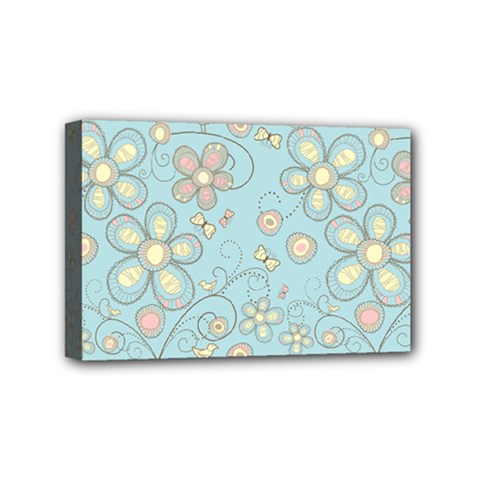 Flower Blue Butterfly Bird Yellow Floral Sexy Mini Canvas 6  X 4  by Mariart