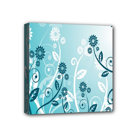 Flower Blue River Star Sunflower Mini Canvas 4  X 4  by Mariart