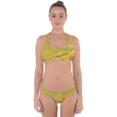 Flower Floral Yellow Sunflower Star Leaf Line Gold Cross Back Hipster Bikini Set by Mariart