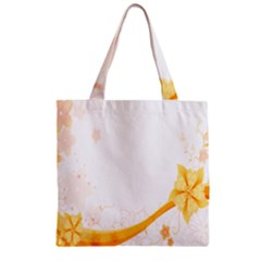 Flower Floral Yellow Sunflower Star Leaf Line Zipper Grocery Tote Bag
