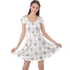 Flower Leaf Gold Cap Sleeve Dress by Mariart