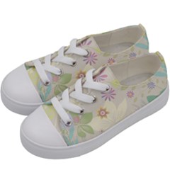 Flower Rainbow Star Floral Sexy Purple Green Yellow White Rose Kids  Low Top Canvas Sneakers