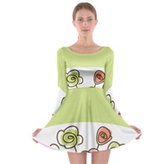 Flower Simple Green Rose Sunflower Sexy Long Sleeve Skater Dress by Mariart