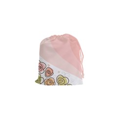 Flower Sunflower Wave Waves Pink Drawstring Pouches (xs)  by Mariart