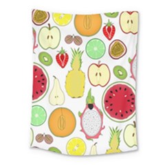Mango Fruit Pieces Watermelon Dragon Passion Fruit Apple Strawberry Pineapple Melon Medium Tapestry by Mariart