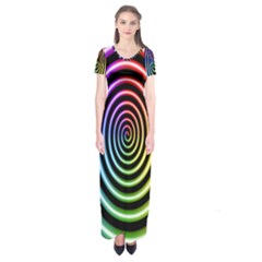 Hypnotic Circle Rainbow Short Sleeve Maxi Dress