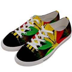 Marijuana Cannabis Rainbow Love Green Yellow Red Black Women s Low Top Canvas Sneakers