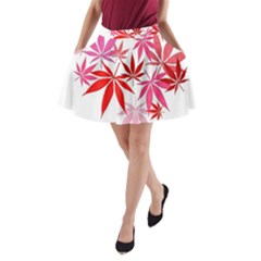 Marijuana Cannabis Rainbow Pink Love Heart A-line Pocket Skirt by Mariart