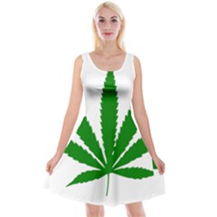 Marijuana Weed Drugs Neon Cannabis Green Leaf Sign Reversible Velvet Sleeveless Dress by Mariart
