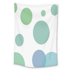 Polka Dots Blue Green White Large Tapestry