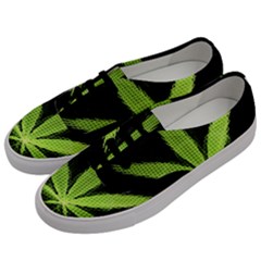 Marijuana Weed Drugs Neon Green Black Light Men s Classic Low Top Sneakers by Mariart