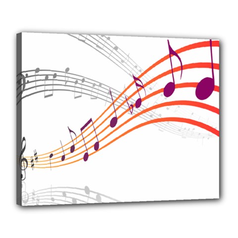 Musical Net Purpel Orange Note Canvas 20  X 16  by Mariart