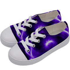 Purple Black Star Neon Light Space Galaxy Kids  Low Top Canvas Sneakers