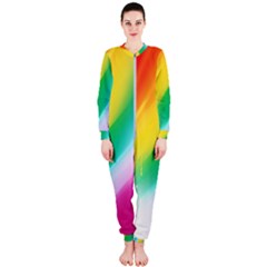 Red Yellow White Pink Green Blue Rainbow Color Mix Onepiece Jumpsuit (ladies) 