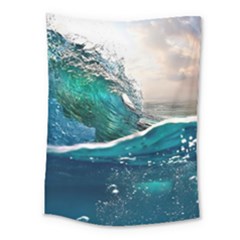 Sea Wave Waves Beach Water Blue Sky Medium Tapestry by Mariart