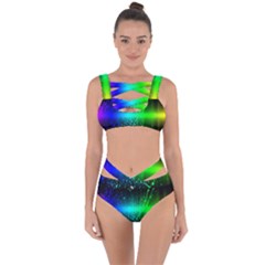 Space Galaxy Green Blue Black Spot Light Neon Rainbow Bandaged Up Bikini Set  by Mariart