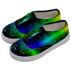 Space Galaxy Green Blue Black Spot Light Neon Rainbow Kids  Classic Low Top Sneakers