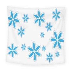 Star Flower Blue Square Tapestry (large)