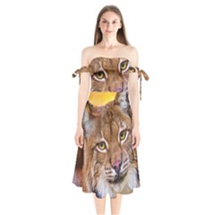 Tiger Beetle Lion Tiger Animals Shoulder Tie Bardot Midi Dress by Mariart