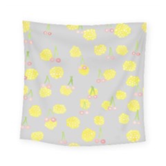 Cute Fruit Cerry Yellow Green Pink Square Tapestry (small)