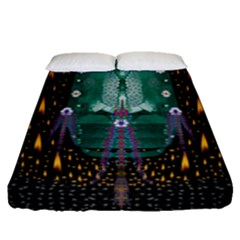 Temple Of Yoga In Light Peace And Human Namaste Style Fitted Sheet (queen Size) by pepitasart