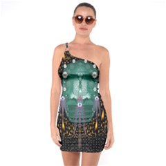 Temple Of Yoga In Light Peace And Human Namaste Style One Soulder Bodycon Dress by pepitasart