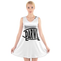 Darwin Fish V-neck Sleeveless Skater Dress by Valentinaart