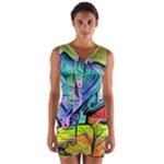 Magic cube abstract art Wrap Front Bodycon Dress
