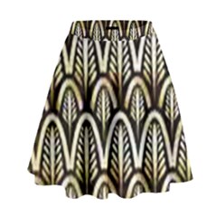 Art Deco Gold Black Shell Pattern High Waist Skirt by NouveauDesign