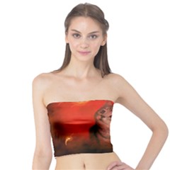 Cute Little Kitten, Red Background Tube Top by FantasyWorld7