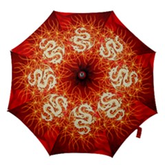 Wonderful Golden Dragon On Red Vintage Background Hook Handle Umbrellas (small) by FantasyWorld7