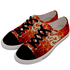 Wonderful Golden Dragon On Red Vintage Background Men s Low Top Canvas Sneakers by FantasyWorld7