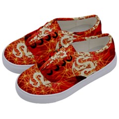 Wonderful Golden Dragon On Red Vintage Background Kids  Classic Low Top Sneakers by FantasyWorld7
