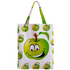 Apple Green Fruit Emoji Face Smile Fres Red Cute Zipper Classic Tote Bag