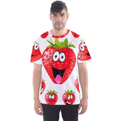 Strawberry Fruit Emoji Face Smile Fres Red Cute Men s Sports Mesh Tee