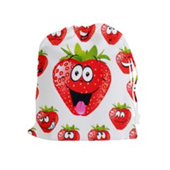 Strawberry Fruit Emoji Face Smile Fres Red Cute Drawstring Pouches (extra Large)