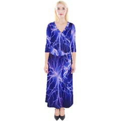 Blue Sky Light Space Quarter Sleeve Wrap Maxi Dress by Mariart