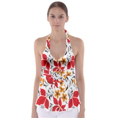 Flower Red Rose Star Floral Yellow Black Leaf Babydoll Tankini Top by Mariart