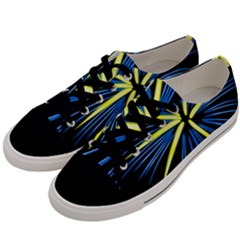 Fireworks Blue Green Black Happy New Year Men s Low Top Canvas Sneakers