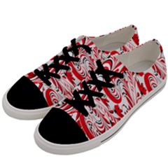 Red Flower Floral Leaf Men s Low Top Canvas Sneakers