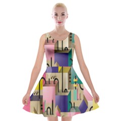 Magazine Balance Plaid Rainbow Velvet Skater Dress by Mariart