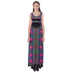 Flowers From Paradise Colors And Star Rain Empire Waist Maxi Dress by pepitasart
