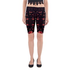 Roses From The Fantasy Garden Yoga Cropped Leggings by pepitasart