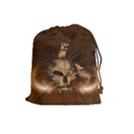 Awesome Skull With Rat On Vintage Background Drawstring Pouches (Large) 