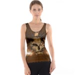 Awesome Skull With Rat On Vintage Background Tank Top