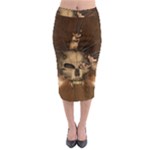 Awesome Skull With Rat On Vintage Background Midi Pencil Skirt